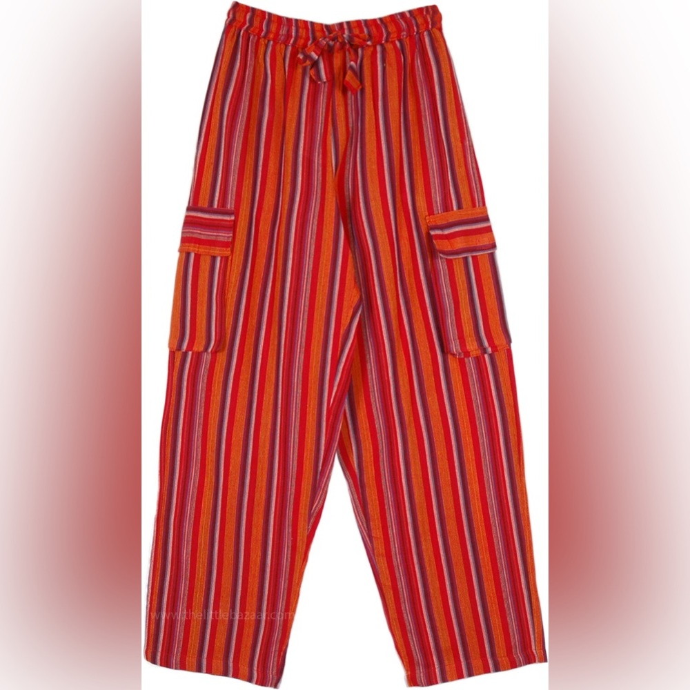 The Little Bazaar Raspberry Dreams Unisex Pull Up Cotton Cargo Pants